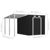 Garden Shed with Extended Roof Anthracite 346x236x181 cm Steel Kings Warehouse 
