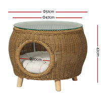 Garden Side Table Coffee Pet Bed Wicker Indoor Outdoor Furniture Patio Desk garden supplies KingsWarehouse 