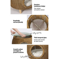 Garden Side Table Coffee Pet Bed Wicker Indoor Outdoor Furniture Patio Desk garden supplies KingsWarehouse 