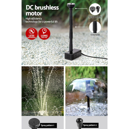 Garden Solar Pond Pump Powered Water Outdoor Submersible Fountains Filter 4.6FT Kings Warehouse 