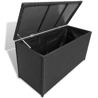 Garden Storage Box Black 120x50x60 cm Poly Rattan Kings Warehouse 