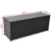 Garden Storage Box Black 150x50x60 cm Poly Rattan Kings Warehouse 