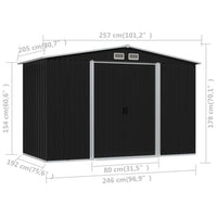 Garden Storage Shed Anthracite Steel 257x205x178 cm Kings Warehouse 