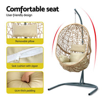 Garden Swing Chair Egg Hammock With Stand Outdoor Furniture Wicker Seat Yellow garden supplies Kings Warehouse 