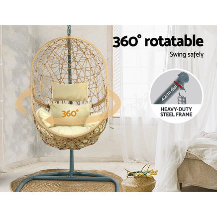 Garden Swing Chair Egg Hammock With Stand Outdoor Furniture Wicker Seat Yellow garden supplies Kings Warehouse 