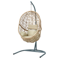 Garden Swing Chair Egg Hammock With Stand Outdoor Furniture Wicker Seat Yellow
