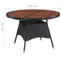 Garden Table 115x74 cm Poly Rattan and Solid Acacia Wood Kings Warehouse 