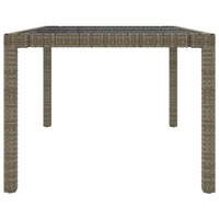 Garden Table 150x90x75 cm Tempered Glass and Poly Rattan Grey Kings Warehouse 