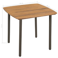 Garden Table 80x80x72cm Solid Acacia Wood and Steel Kings Warehouse 
