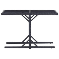 Garden Table Black 110x53x72 cm Glass and Poly Rattan Kings Warehouse 