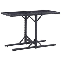 Garden Table Black 110x53x72 cm Glass and Poly Rattan Kings Warehouse 