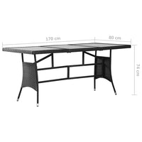 Garden Table Black 170x80x74 cm Poly Rattan Kings Warehouse 