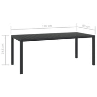 Garden Table Black 185x90x74 cm Aluminium and WPC Kings Warehouse 