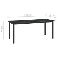 Garden Table Black 190x90x74 cm Aluminium and Glass Outdoor Furniture Kings Warehouse 