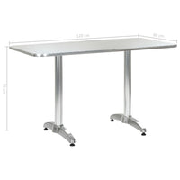 Garden Table Silver 120x60x70 cm Aluminium Outdoor Furniture Kings Warehouse 