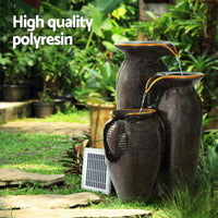 Garden Water Fountain Features Solar with LED Lights Outdoor Cascading 3 Tired Kings Warehouse 