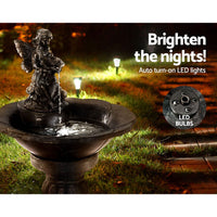 Garden Water Fountain Features Solar with LED Lights Outdoor Cascading Angel Kings Warehouse 