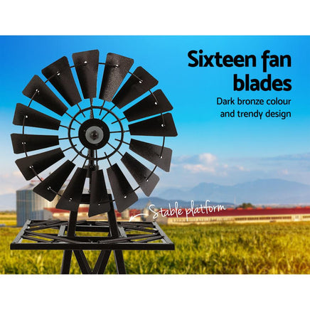 Garden Windmill 160cm Metal Ornaments Outdoor Decor Ornamental Wind Mill Decor Kings Warehouse 