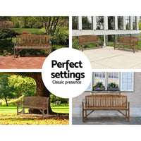 Garden Wooden Garden Bench Chair Natural Outdoor Furniture Décor Patio Deck 3 Seater Kings Warehouse 
