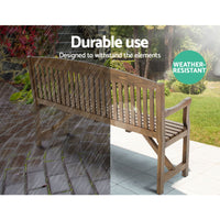 Garden Wooden Garden Bench Chair Natural Outdoor Furniture Décor Patio Deck 3 Seater Kings Warehouse 