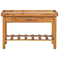 Garden Work Bench with Zinc Top Solid Acacia Wood Kings Warehouse 