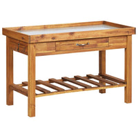 Garden Work Bench with Zinc Top Solid Acacia Wood Kings Warehouse 