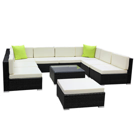 Gardeon 10PC Outdoor Furniture Sofa Set Wicker Garden Patio Lounge Furniture > Outdoor Kings Warehouse 