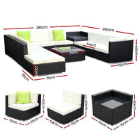 Gardeon 11PC Sofa Set with Storage Cover Outdoor Furniture Wicker Furniture > Outdoor Kings Warehouse 