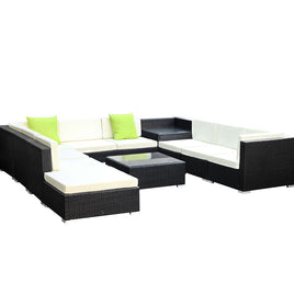Gardeon 11PC Sofa Set with Storage Cover Outdoor Furniture Wicker Furniture > Outdoor Kings Warehouse 