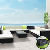 Gardeon 12PC Sofa Set with Storage Cover Outdoor Furniture Wicker Furniture > Outdoor Kings Warehouse 