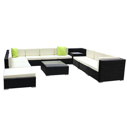 Gardeon 12PC Sofa Set with Storage Cover Outdoor Furniture Wicker Furniture > Outdoor Kings Warehouse 