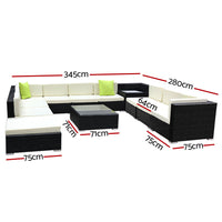 Gardeon 12PC Sofa Set with Storage Cover Outdoor Furniture Wicker Furniture > Outdoor Kings Warehouse 