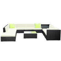 Gardeon 12PC Sofa Set with Storage Cover Outdoor Furniture Wicker Furniture > Outdoor Kings Warehouse 