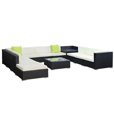 Gardeon 12PC Sofa Set with Storage Cover Outdoor Furniture Wicker Furniture > Outdoor Kings Warehouse 