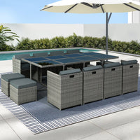 Gardeon 13 PCS Outdoor Dining Set Table Chairs Patio Lounge Setting Furniture Kings Warehouse 