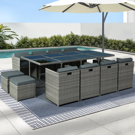 Gardeon 13 PCS Outdoor Dining Set Table Chairs Patio Lounge Setting Furniture Kings Warehouse 