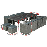 Gardeon 13 PCS Outdoor Dining Set Table Chairs Patio Lounge Setting Furniture Kings Warehouse 