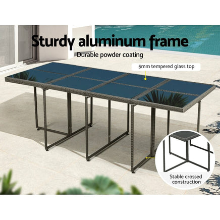 Gardeon 13 PCS Outdoor Dining Set Table Chairs Patio Lounge Setting Furniture Kings Warehouse 