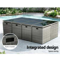 Gardeon 13 PCS Outdoor Dining Set Table Chairs Patio Lounge Setting Furniture Kings Warehouse 