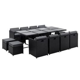 Gardeon 13 Piece Wicker Outdoor Dining Table Set Outdoor Furniture Kings Warehouse