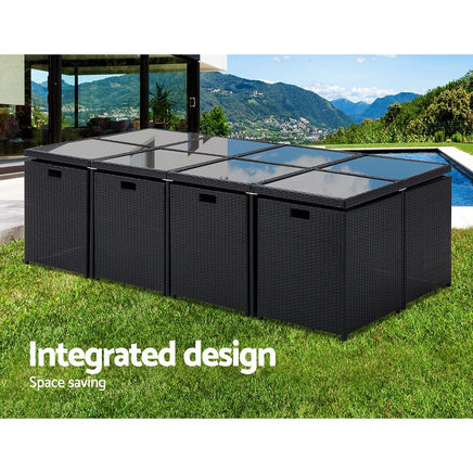 Gardeon 13 Piece Wicker Outdoor Dining Table Set Outdoor Furniture Kings Warehouse 