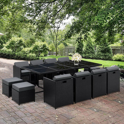 Gardeon 13 Piece Wicker Outdoor Dining Table Set Outdoor Furniture Kings Warehouse 