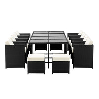 Gardeon 13 Piece Wicker Outdoor Dining Table Set Outdoor Furniture Kings Warehouse 