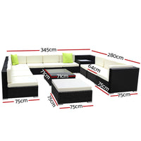 Gardeon 13PC Outdoor Furniture Sofa Set Wicker Garden Patio Lounge Furniture > Outdoor Kings Warehouse 