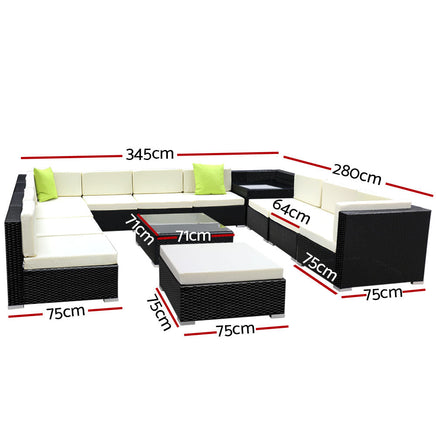 Gardeon 13PC Outdoor Furniture Sofa Set Wicker Garden Patio Lounge Furniture > Outdoor Kings Warehouse 