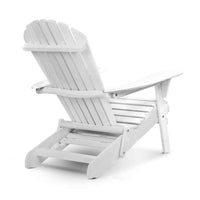 Gardeon 3 Piece Outdoor Adirondack Lounge Beach Chair Set - White Kings Warehouse 