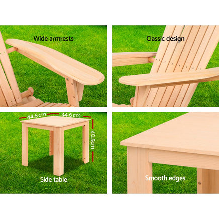 Gardeon 3 Piece Outdoor Beach Chair and Table Set Outdoor Kings Warehouse 
