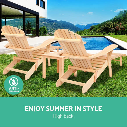 Gardeon 3 Piece Outdoor Beach Chair and Table Set Outdoor Kings Warehouse 