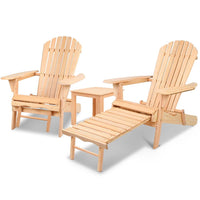 Garden 3 Piece Outdoor Beach Chair and Table Set