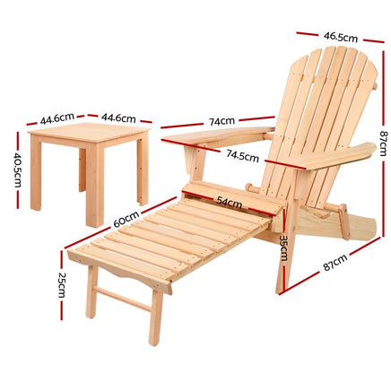Gardeon 3 Piece Outdoor Beach Chair and Table Set Outdoor Kings Warehouse 